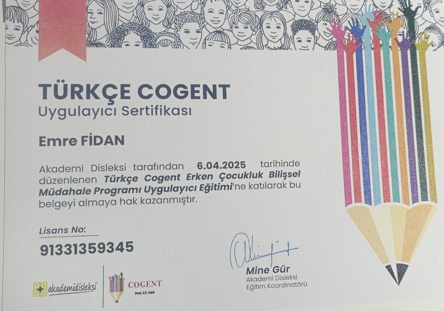 TÜRKÇE COGENT UYGULAYICI EĞİTİMİ sertifikası